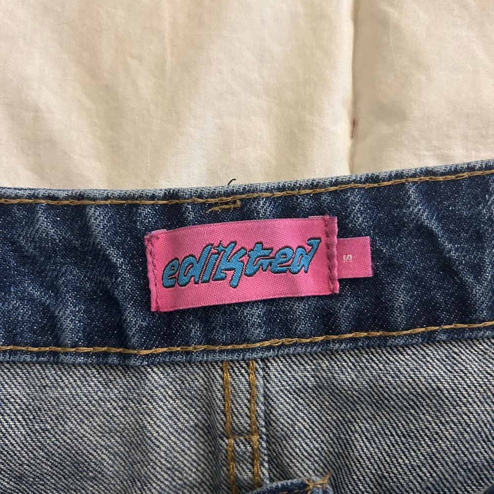 Edikted Dark Blue Denim Mini Skirt - Picture 2 of 3
